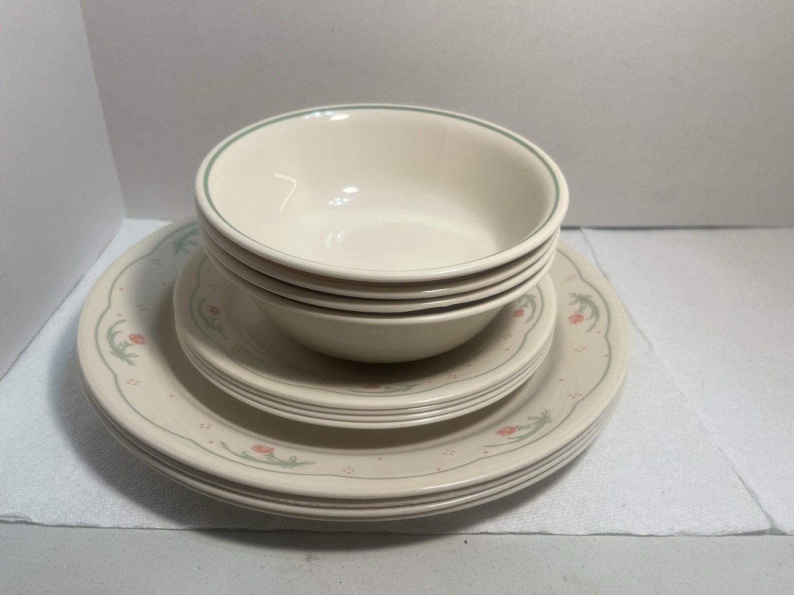 Corning Corelle Calico Rose Dish Dinner 12 Piece Lot See Description 3412
