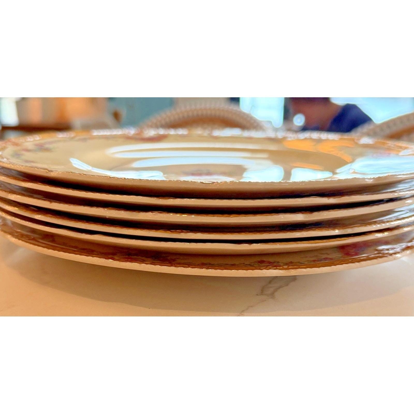 John Maddock & Sons-Royal Ivory- “Henley” Set of 3 Dinner Plates Floral Antique