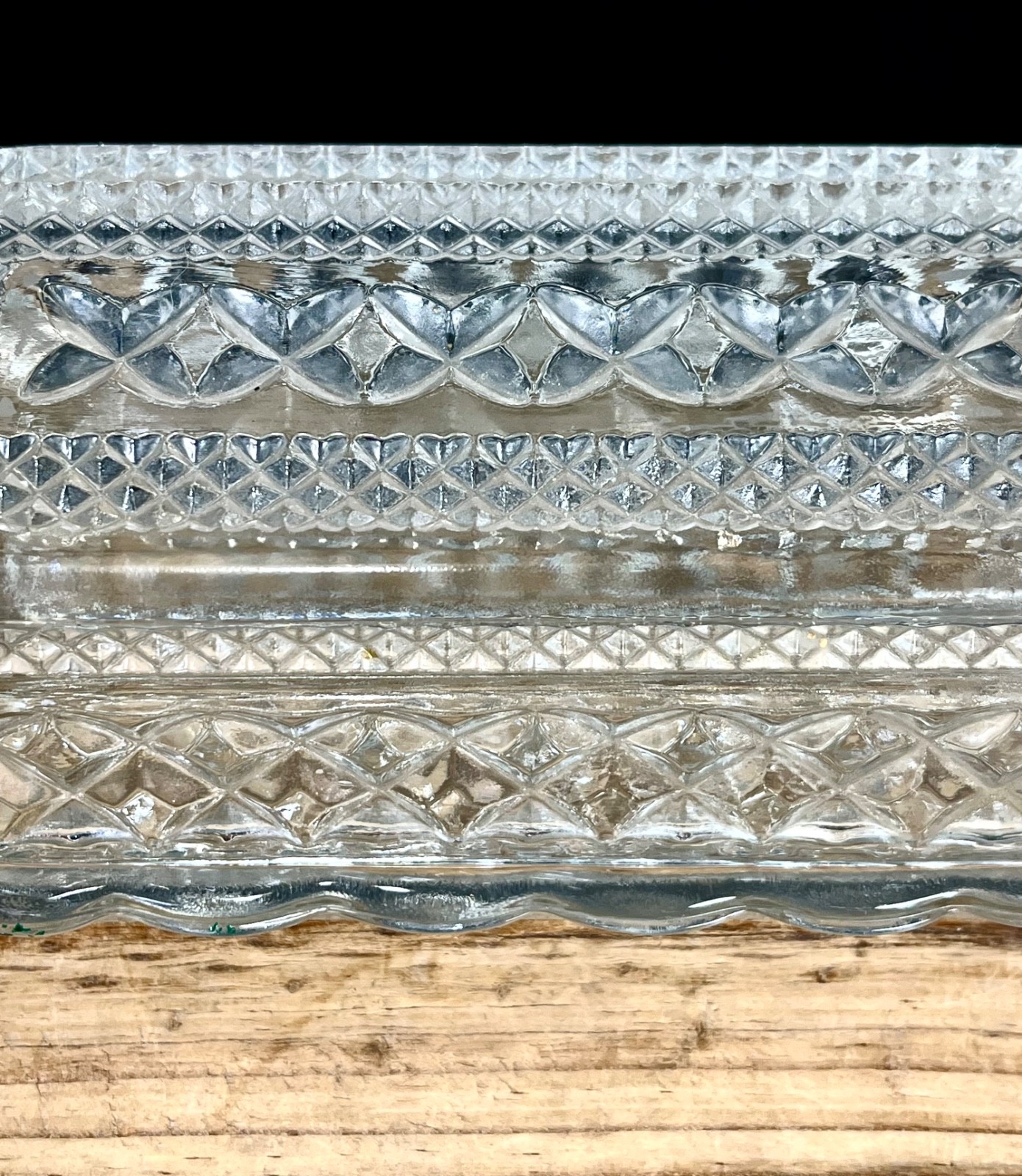 Vintage Anchor Hocking Wexford Cut Glass Covered Butter Dish 2 Pc with Lid