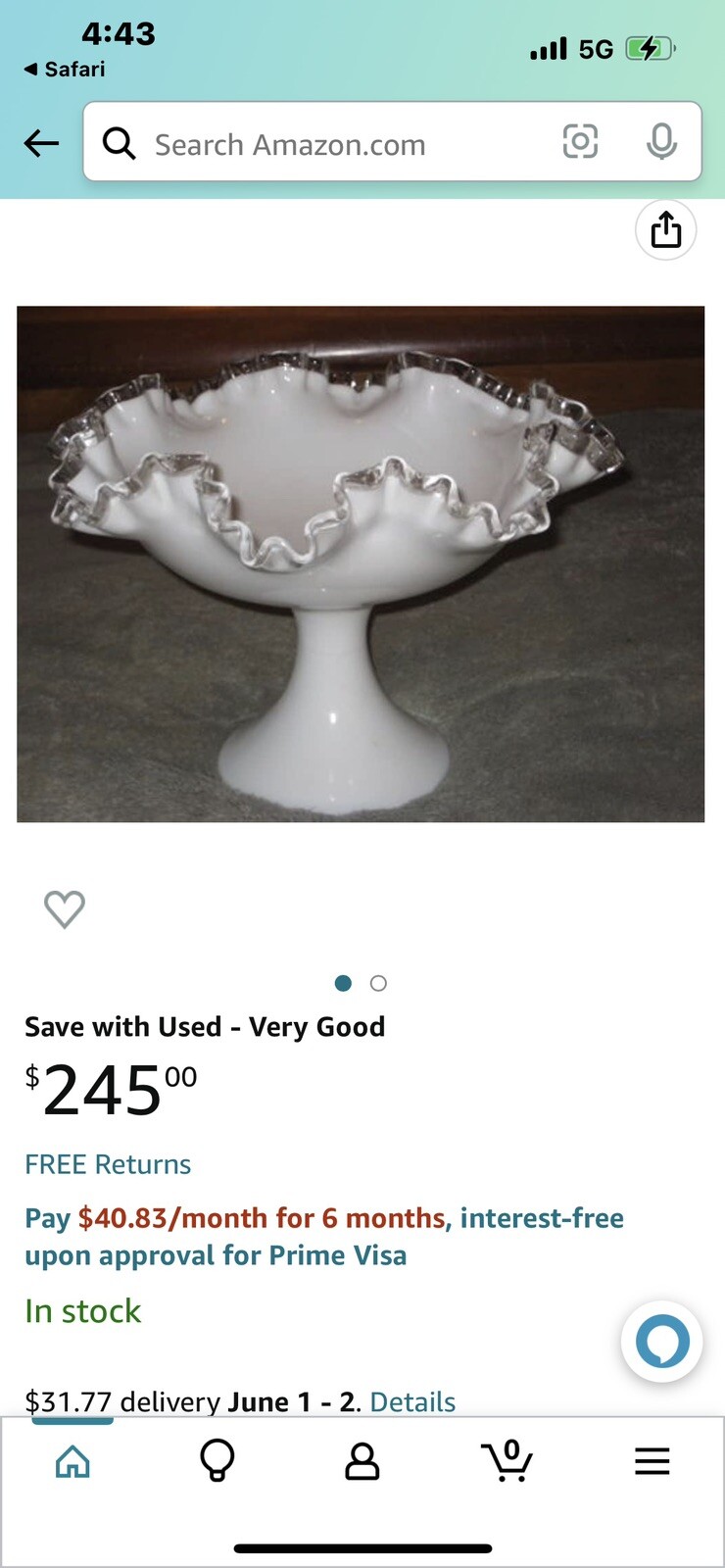 vintage fenton silver crest milk glass Centerpiece