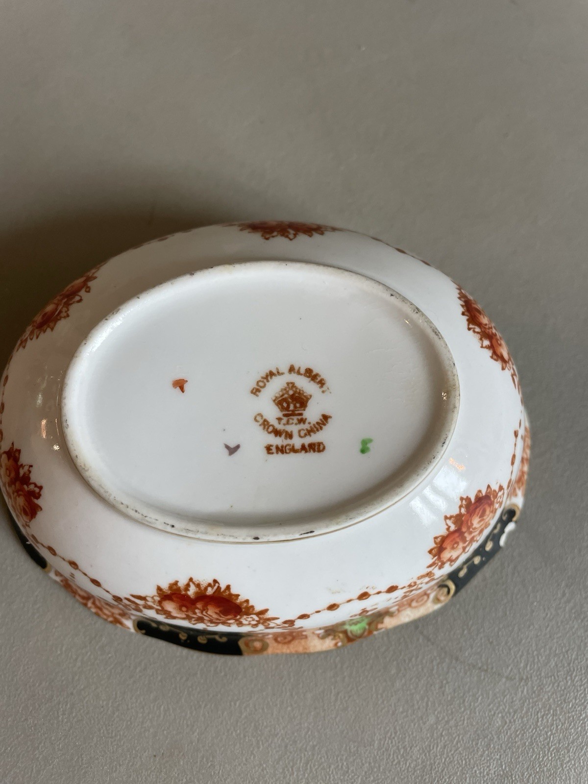 Royal Albert Bone China Oval Floral Bowl, England, Gold Trim, 5 in