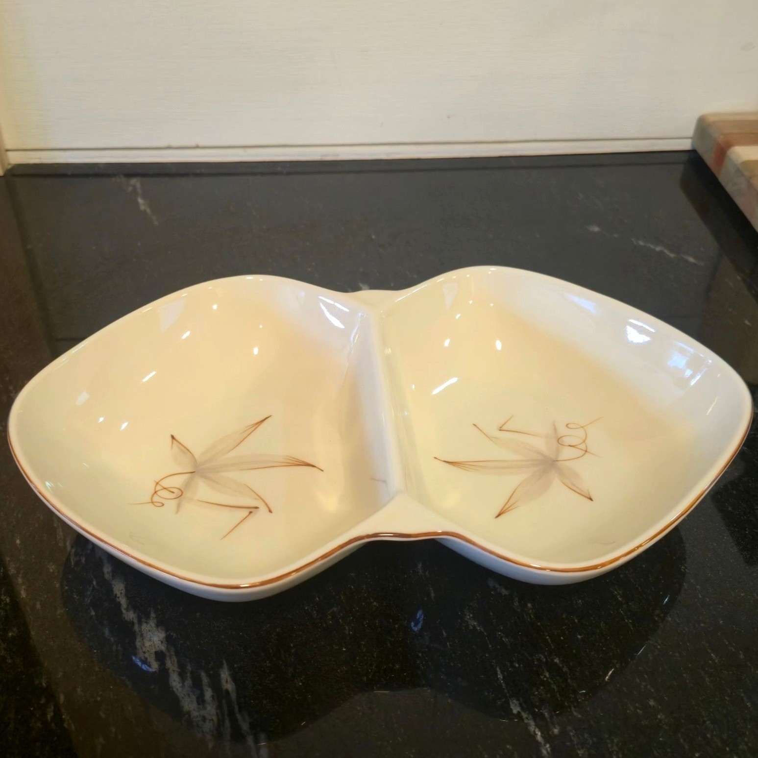 Vintage Winfield Passion Flower divided serving dish Made in USA Pottery 13″