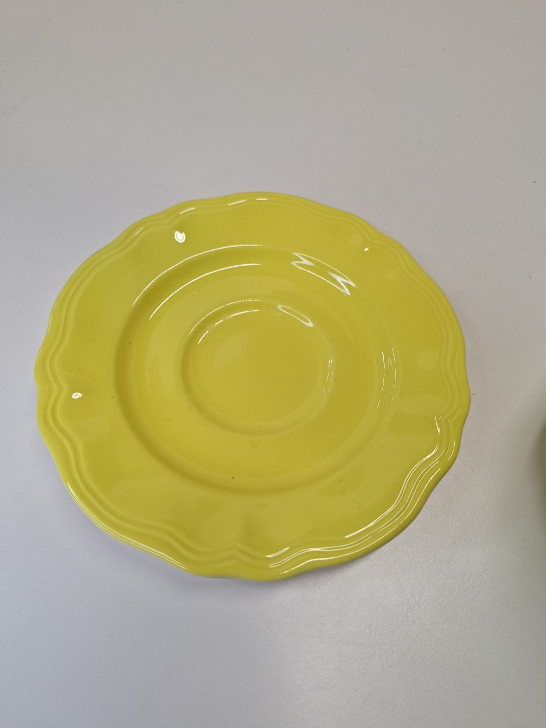 Ironstone Japan Yellow Ceramic Creamer Pitcher w Saucer Plate 4.5″H x 5.5″W