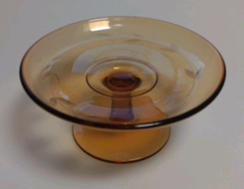 Vintage 1950’s Fostoria Amber Glass Pedestal Candy Compote Dish 5.5w X 3h EXC