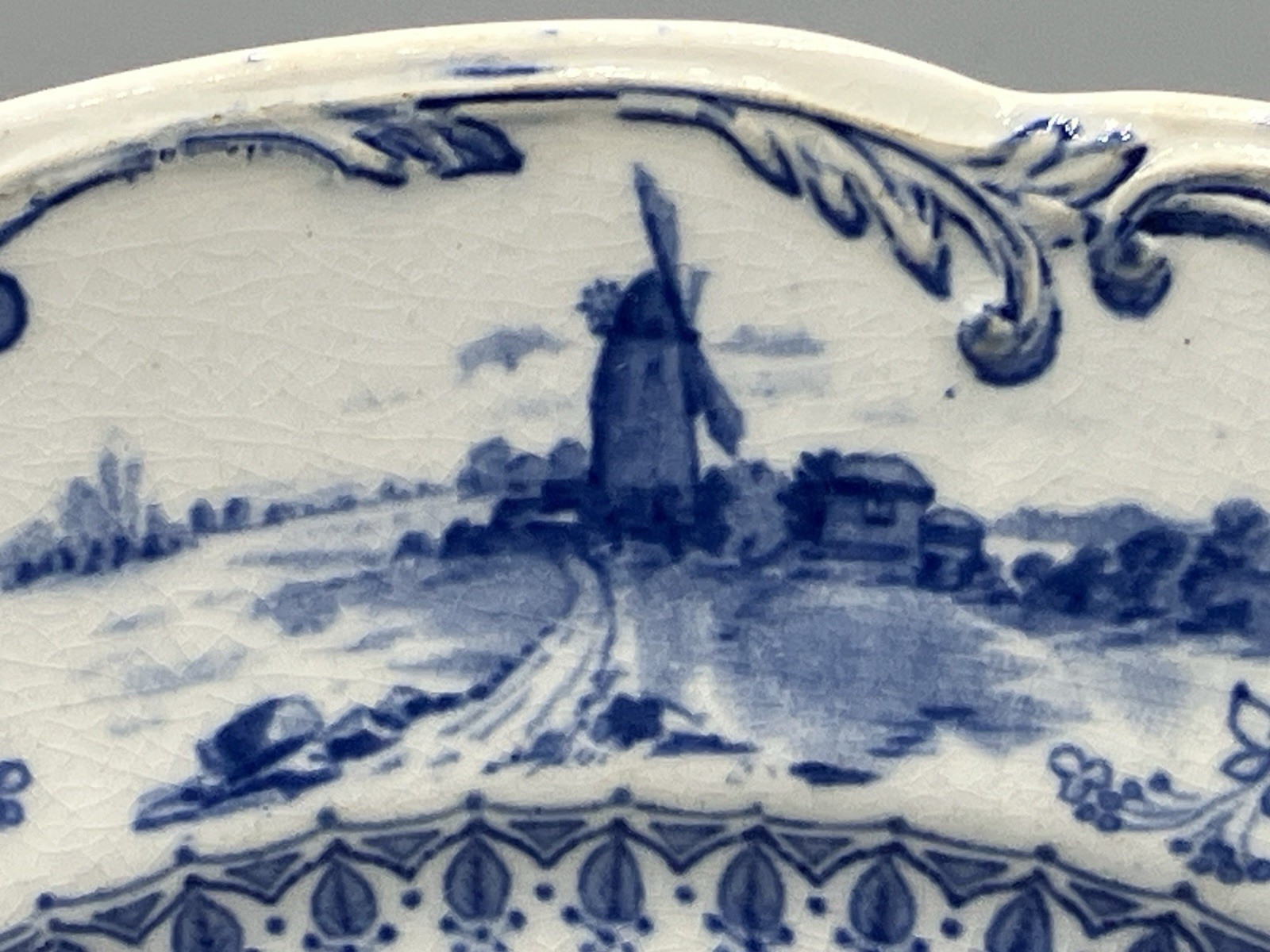 Antique Ridgways Delft Blue Plate 9″ royal Semi Porcelain England Wood & Windsor