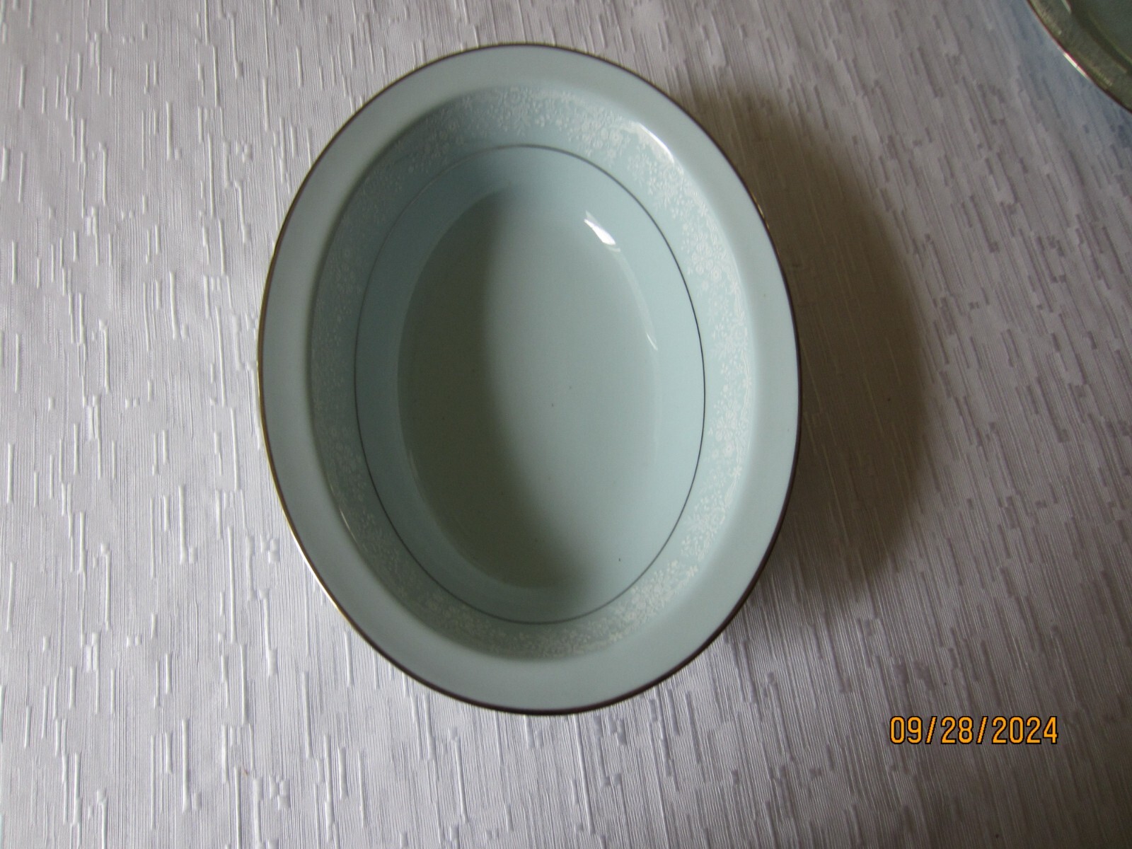 Noritake Fidelity Dinnerware serving bowls Blue White Flowers Platinum Trim EUC