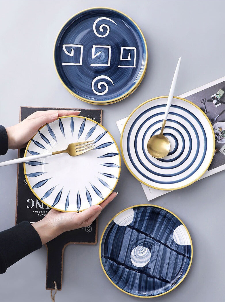 Plate Set of 4 Dinner plate 8″or 10″ Handcraft Pasta Serving Dish Japanese Style