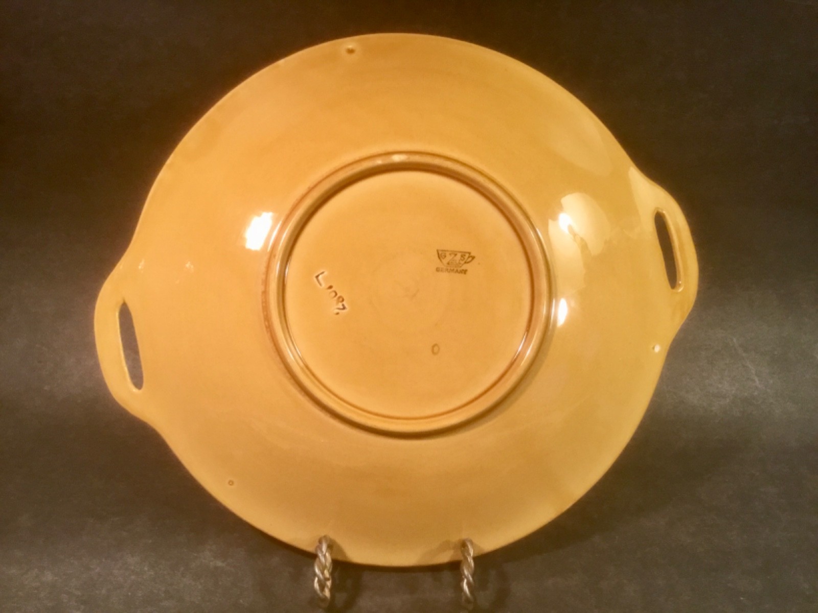 Antique Majolica Fruit and Leaves on Basketweave Platter c.1907