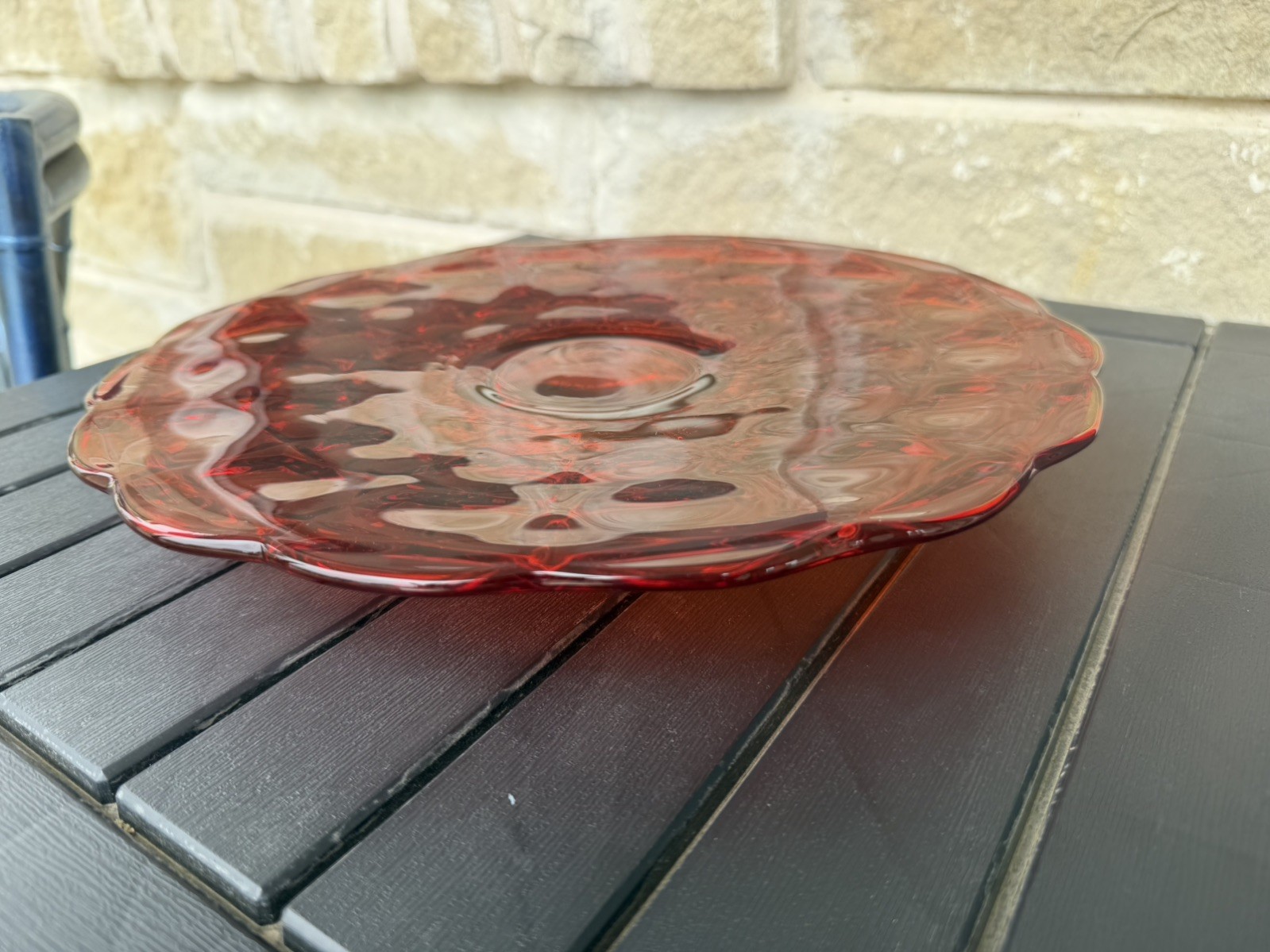 Indiana Glass Footed Cake Plate Sunset Constellation Amberina Tiara Exclusives