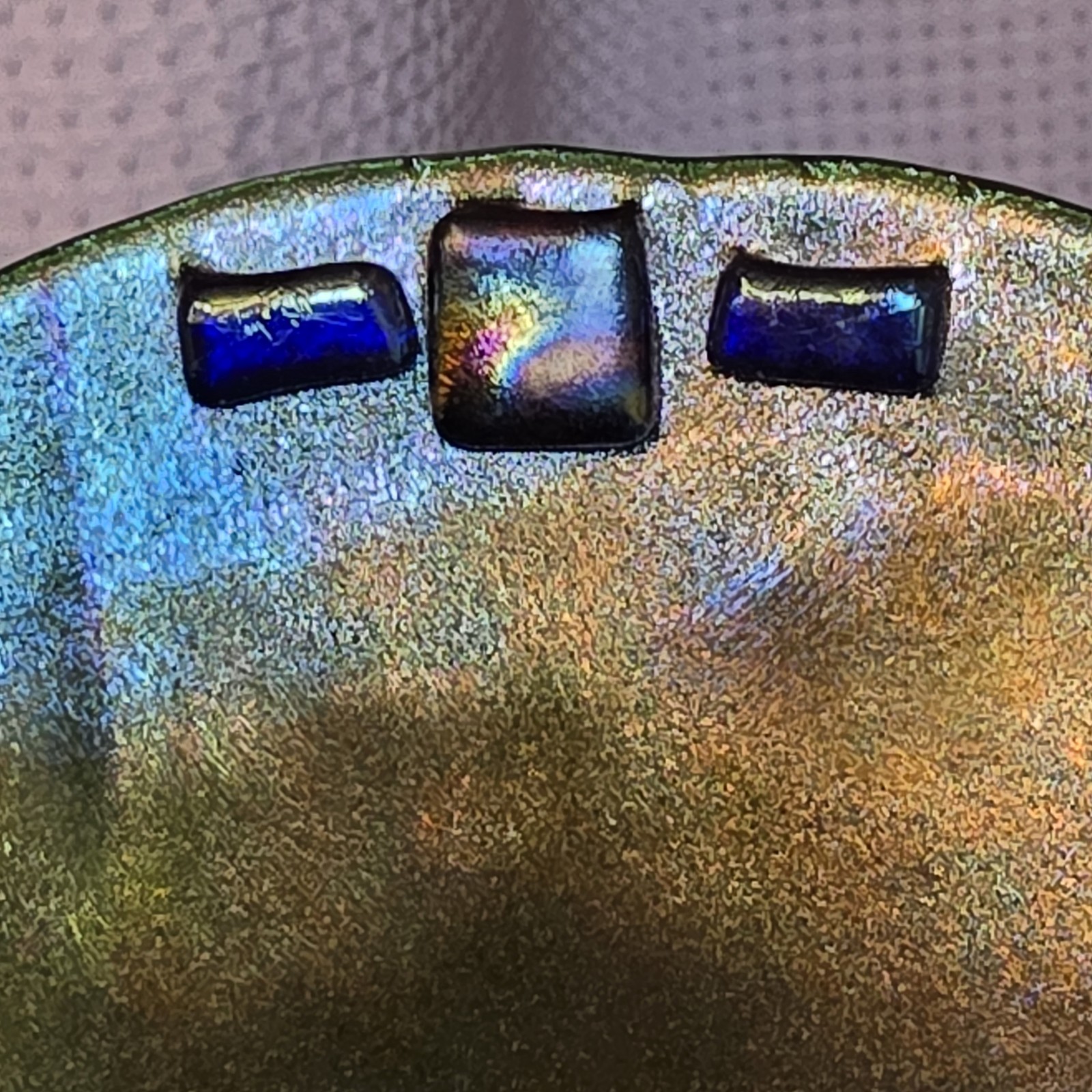 Artisan Fused Studio Art Glass Dichroic Plate -Highly Iridescent