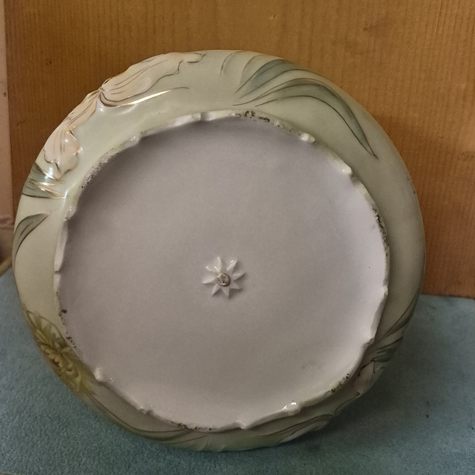 Antique RS Prussia Hidden Image Porcelain Biscuit Cracker Jar Art Nouveau