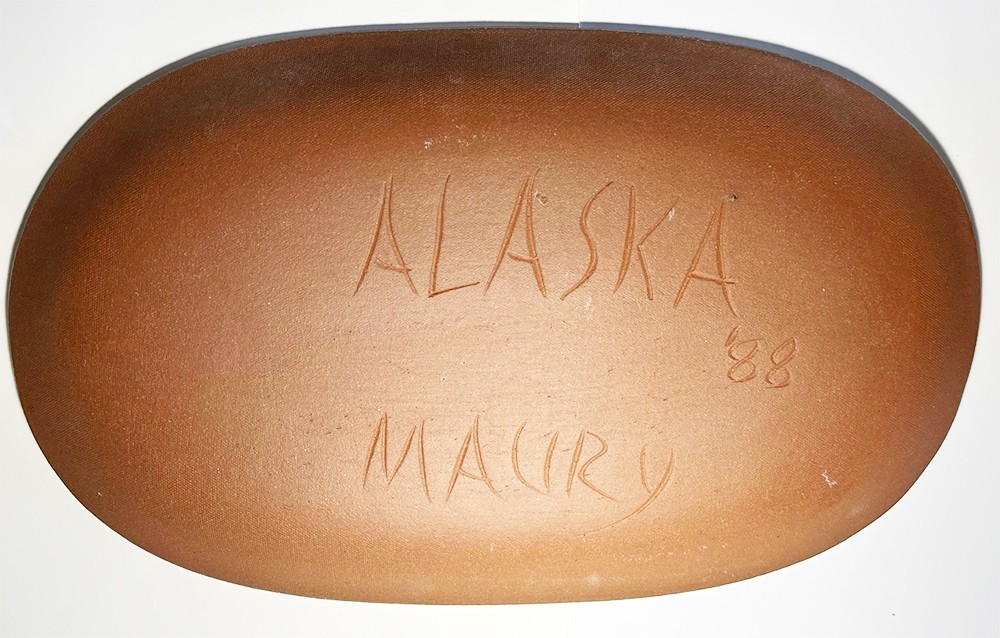 Alaskan Handmade Oval Decor Platter Signed Maury 1988 Canada Geese Design