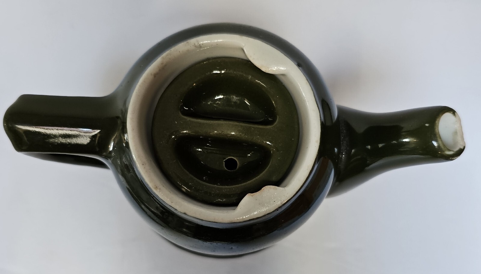 HALL Tea Pot Lidded Dark Green 3.75″ Used Condition