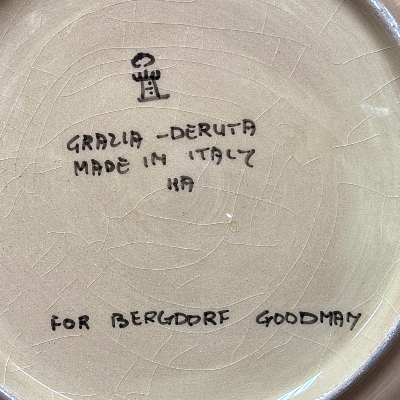 Grazia Deruta LION for Bergdorf Goodman Plate 11 1/4 Inches #CRAZED#