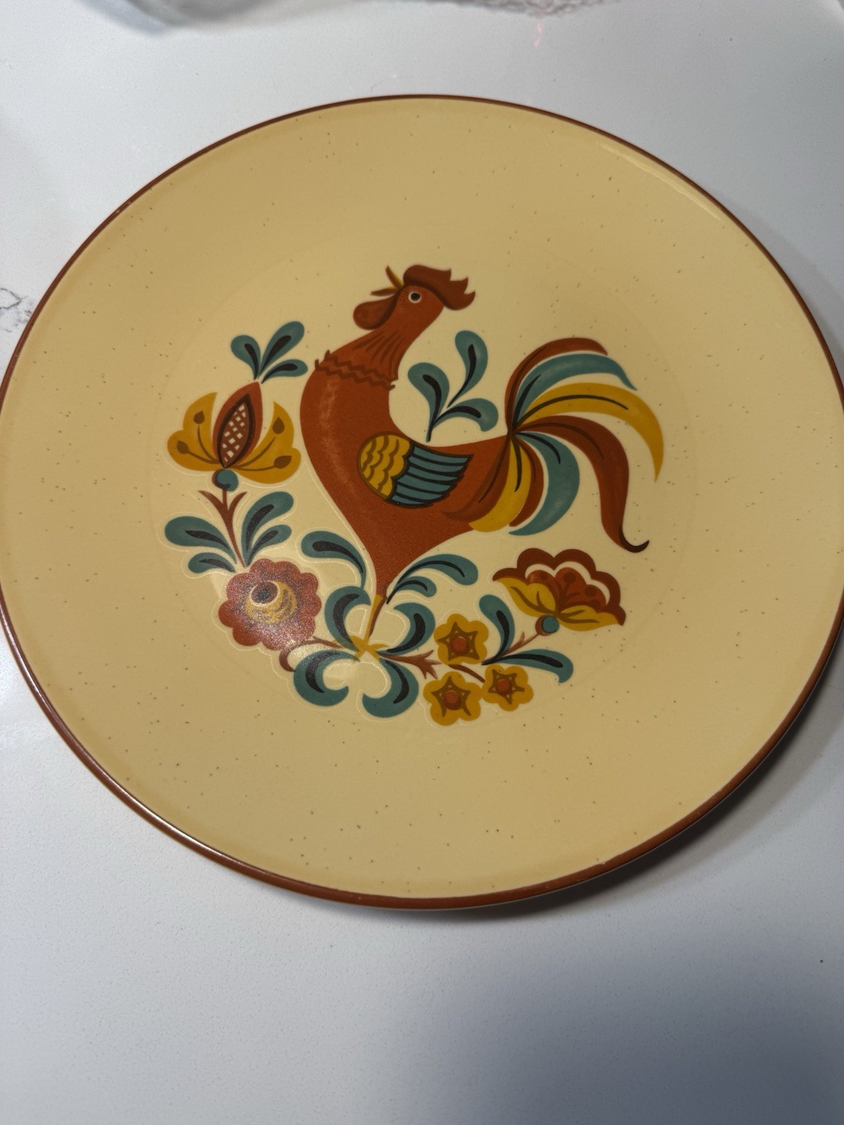 Taylor Smith & Taylor Ceramic “Reveille” Rooster Dinner Plates Antique