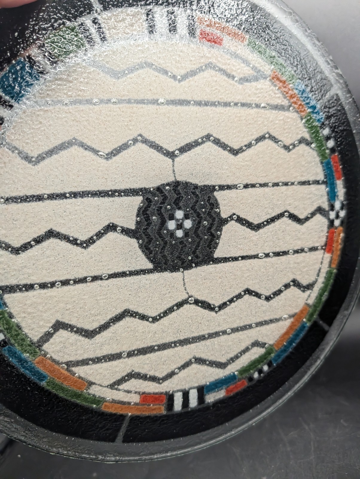 Peggy Karr Southwestern Native American 10.5” Fused Art Glass Plate Signed