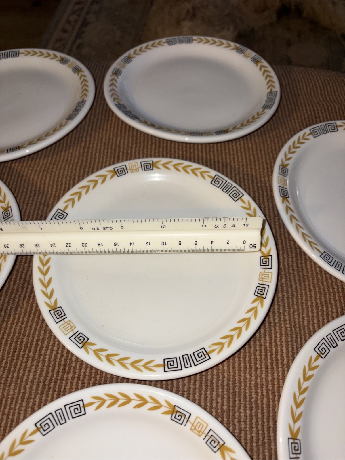 Vintage 11 SHENANGO ESQUIRE Restaurant Ware 6”Plates Greek Key Salad Dessert EUC