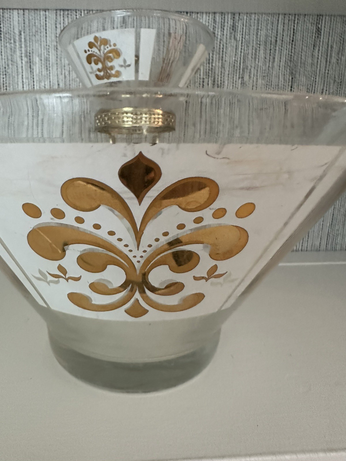 1960s MCM Vintage Vtg Anchor Hocking Fleur-de-Lis 2 piece chip dip set