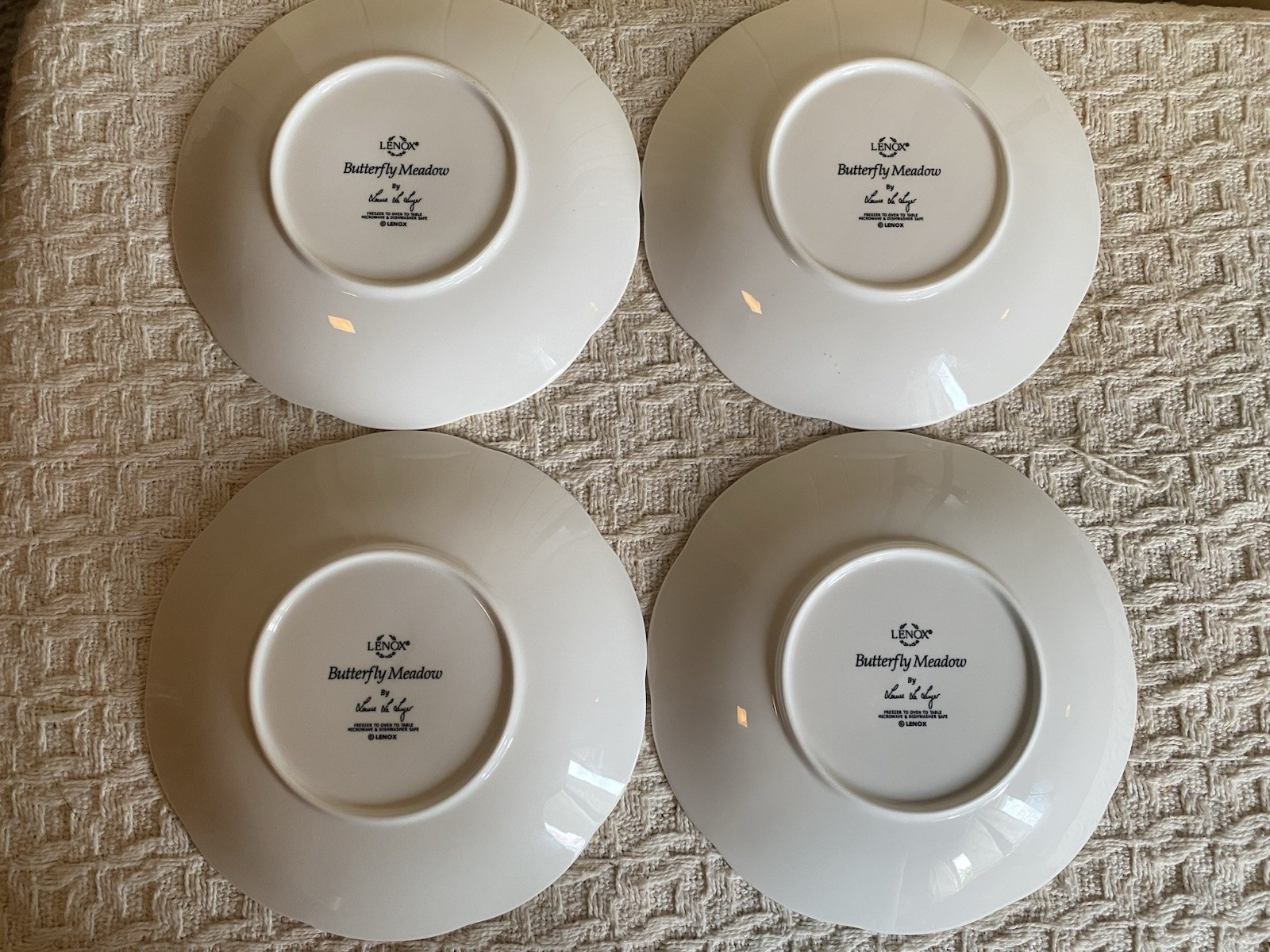 4 Vintage Lenox Butterfly Meadow Lily Flower Dragonfly Party Plate Set 1999 6.5”