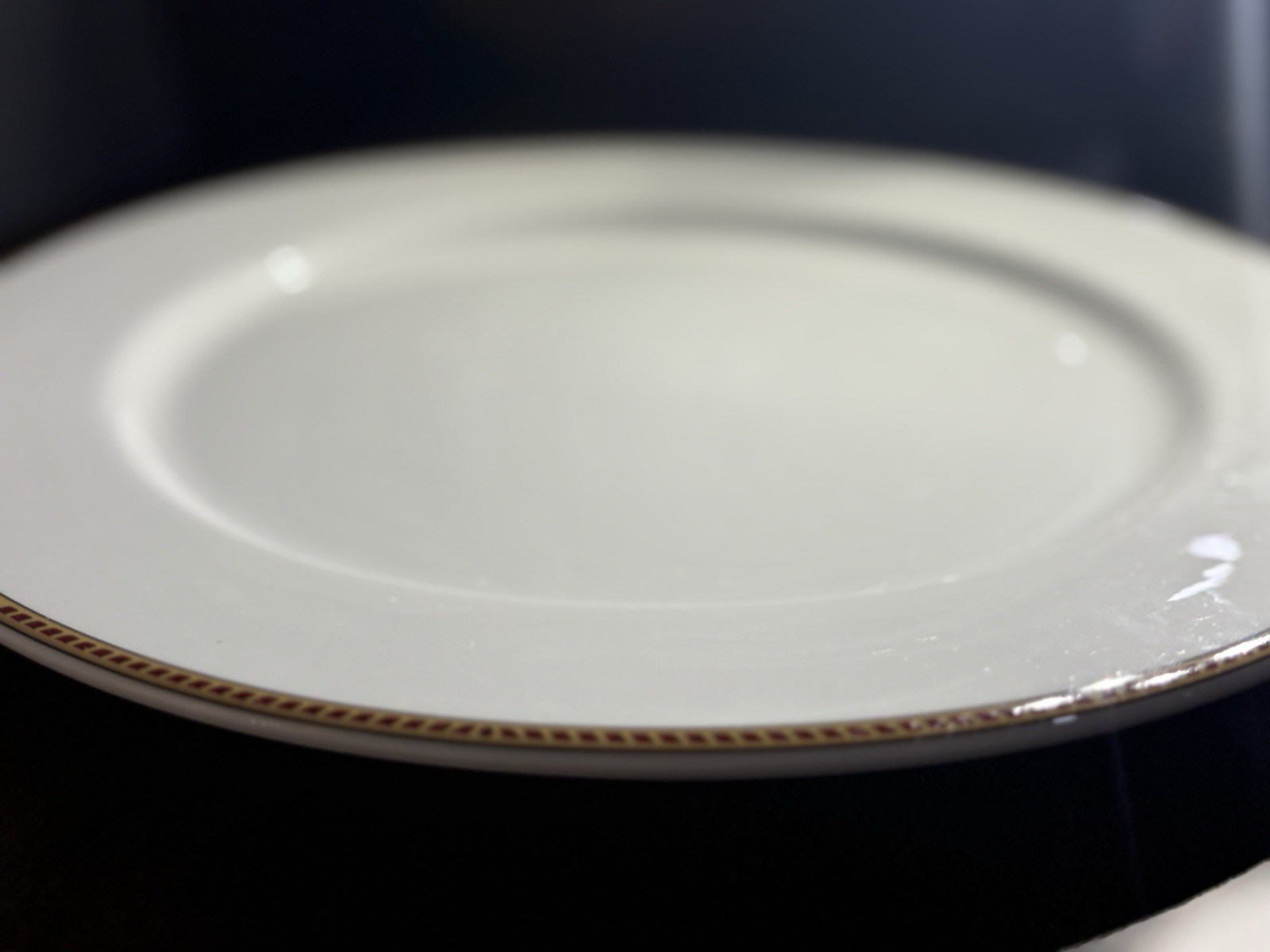 Fortessa Napa Bone China Charger Plate 12” Red & Gold Geometric Border