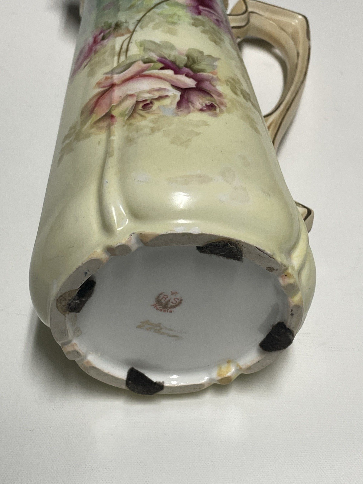 RS Prussia HEAVY 12 Inches LARGE CLASSIC TANKARD FANCY ROSES GOLD ACCENT