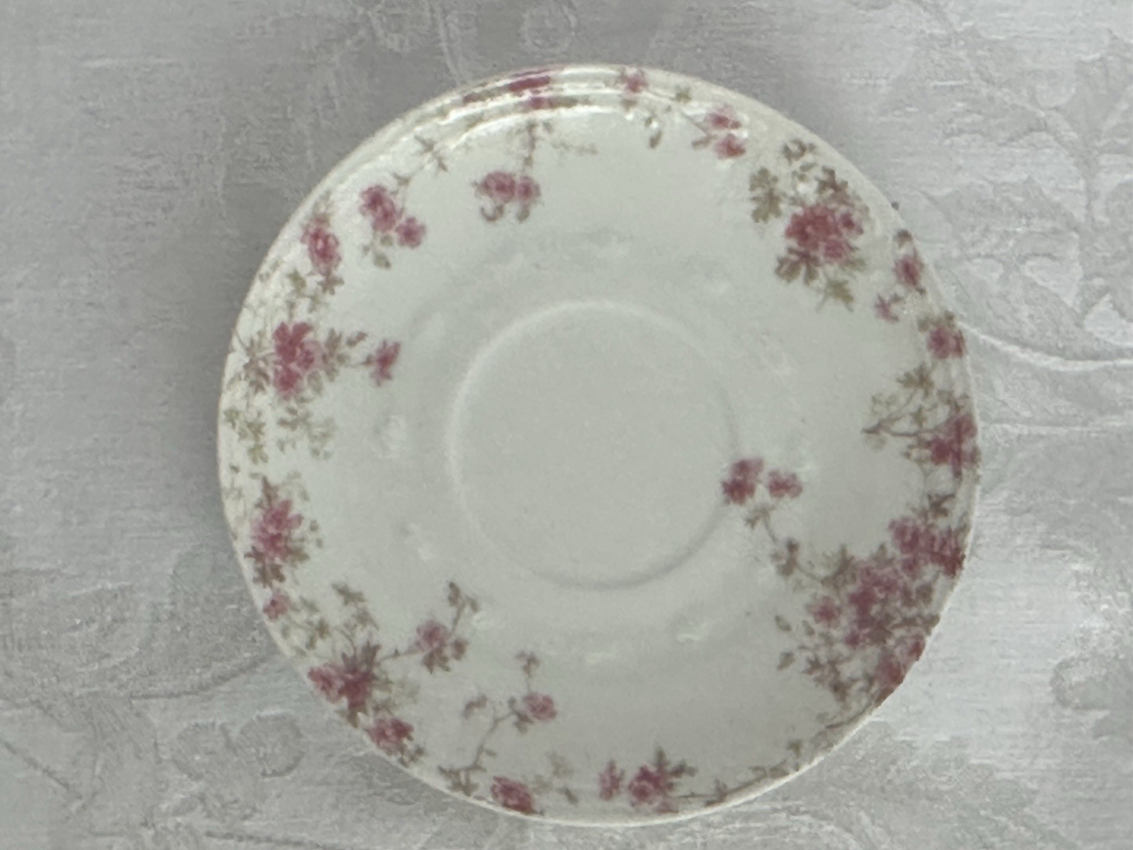 Charles Field Haviland Limoges Embossed Cups And Saucer W/Pink Floral Sprays