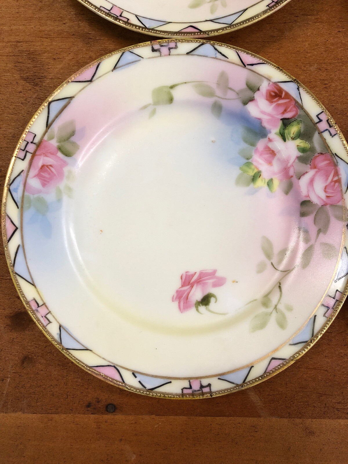 Vintage Antique Nippon Gold Rose floral Dessert Appetizer Plates plate set 6