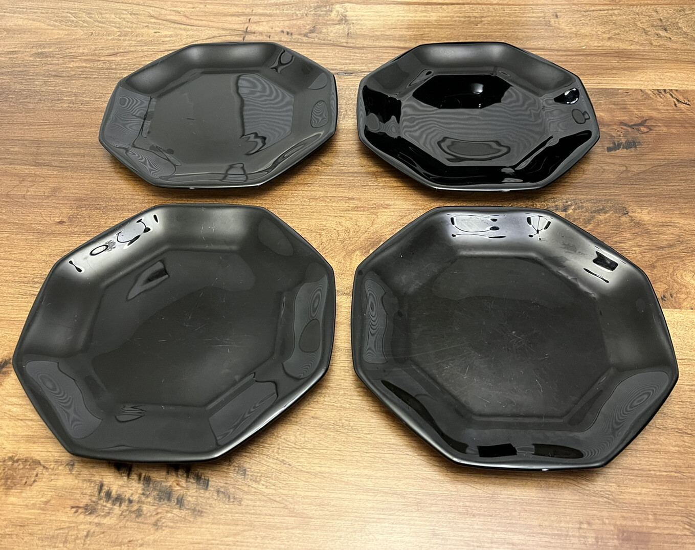 Lot of 12 Vintage FRANCE Black Octagon Set of Dishes Mugs Plates Bowls Dinner