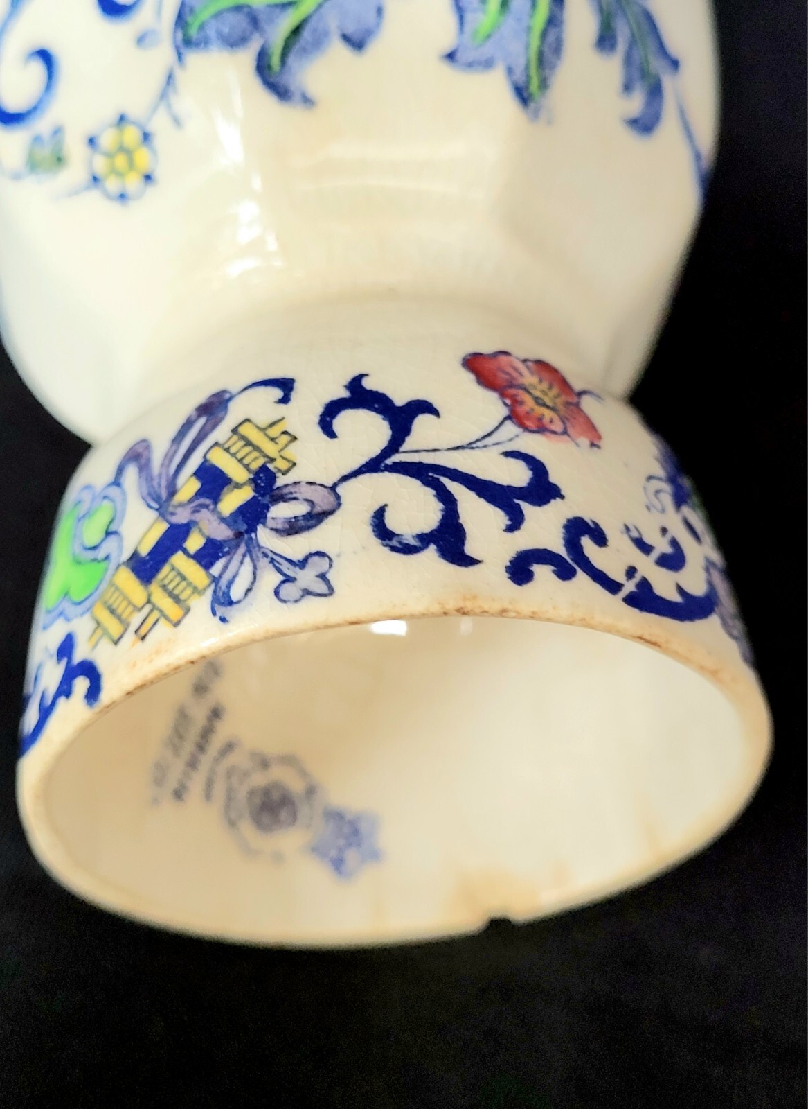 Antique Royal Doulton Burslem NANKIN Floral Porcelain Double Cup England c1900