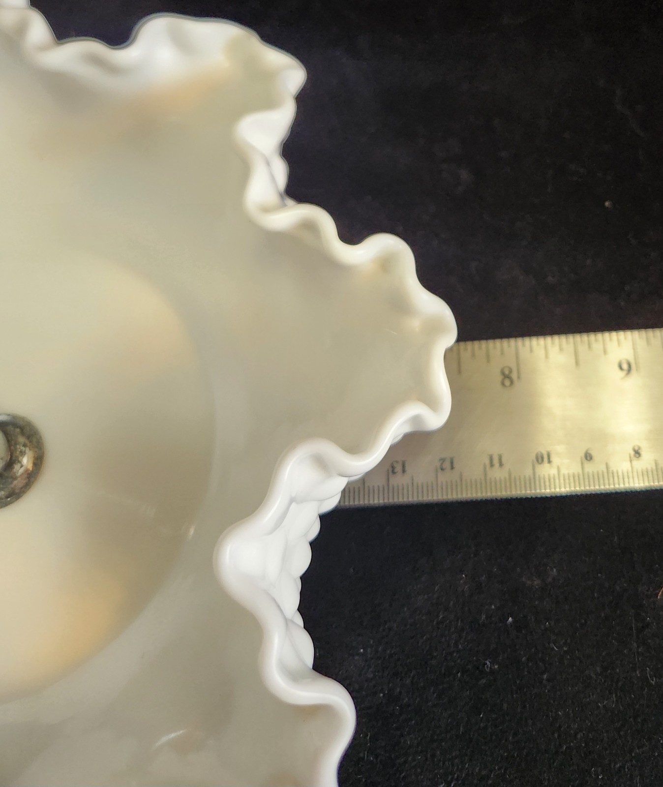 Vintage Original Sticker 5 in. Fenton White Hobnail Candy Trinket Dish Handle