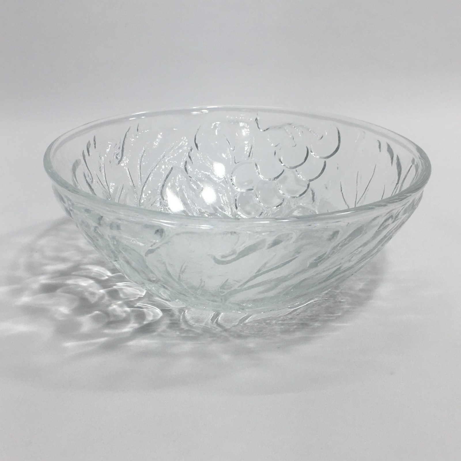 3 KIG Indonesia Vintage Embossed Salad Bowl 6″ Clear Glass Harvest Grape