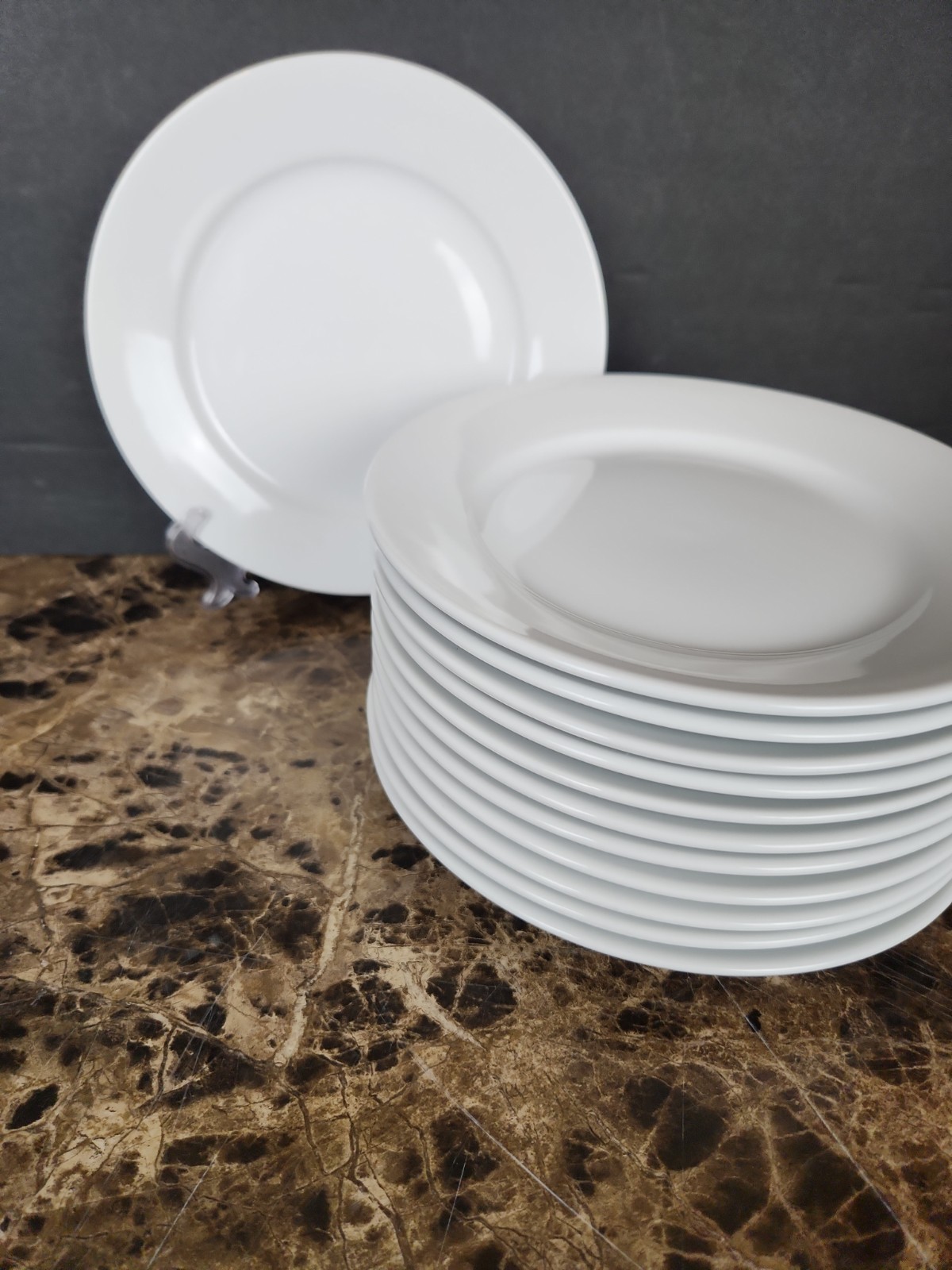 Set Of 12 Oneida F801 Buffalo Bright White Restaurantware Porcelain Plates 7.75″