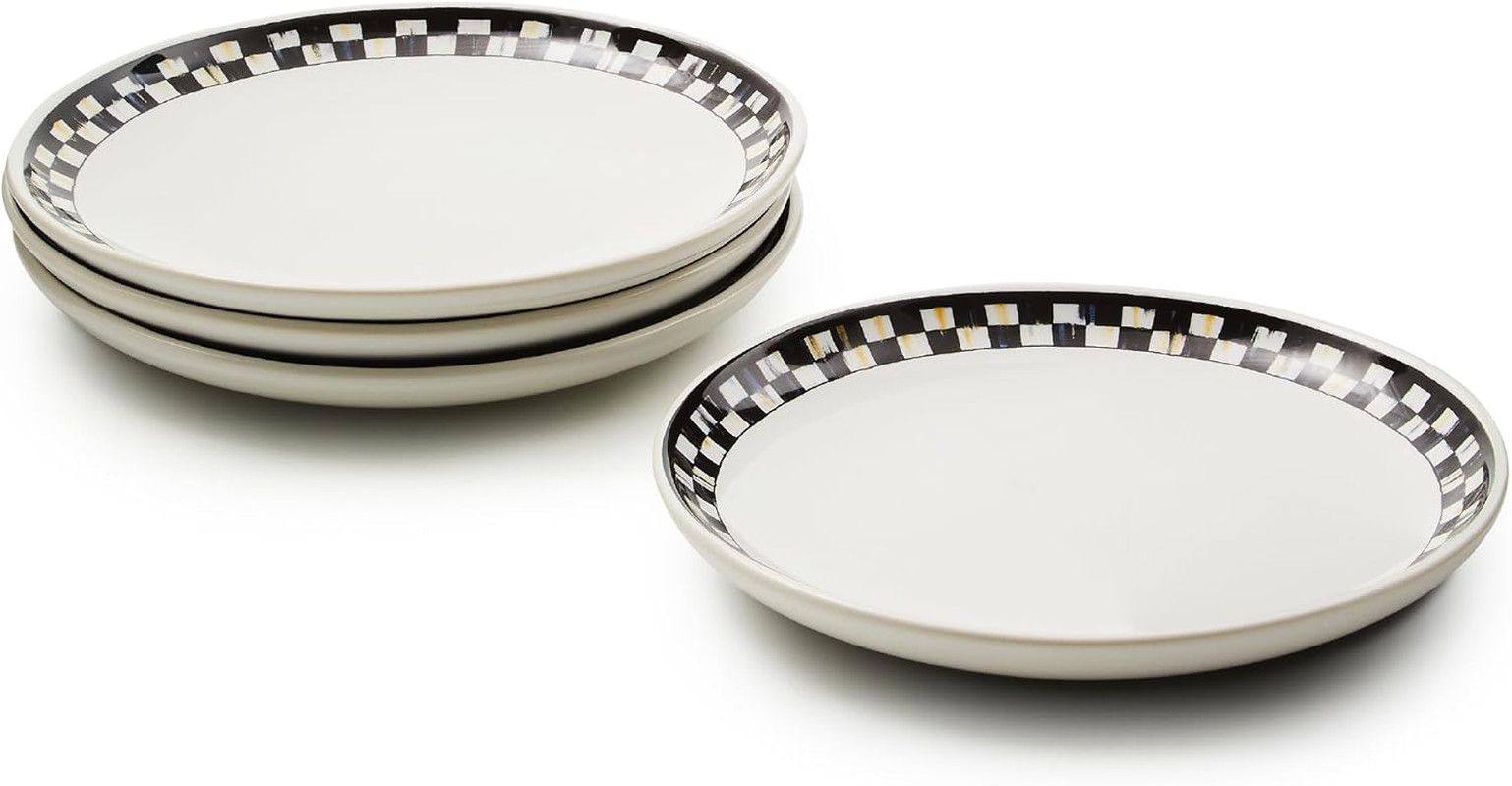 Set of 4 Courtly Check Salad Plates, Microwave & Dishwasher Safe