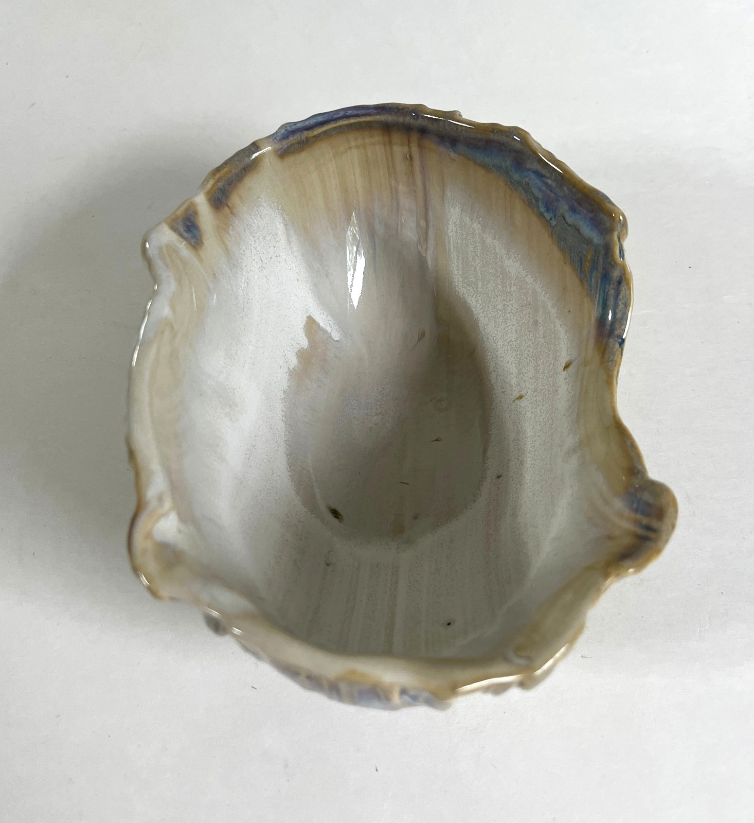 Vintage 2008 Studio Art Pottery Shell Bowl Multicolor
