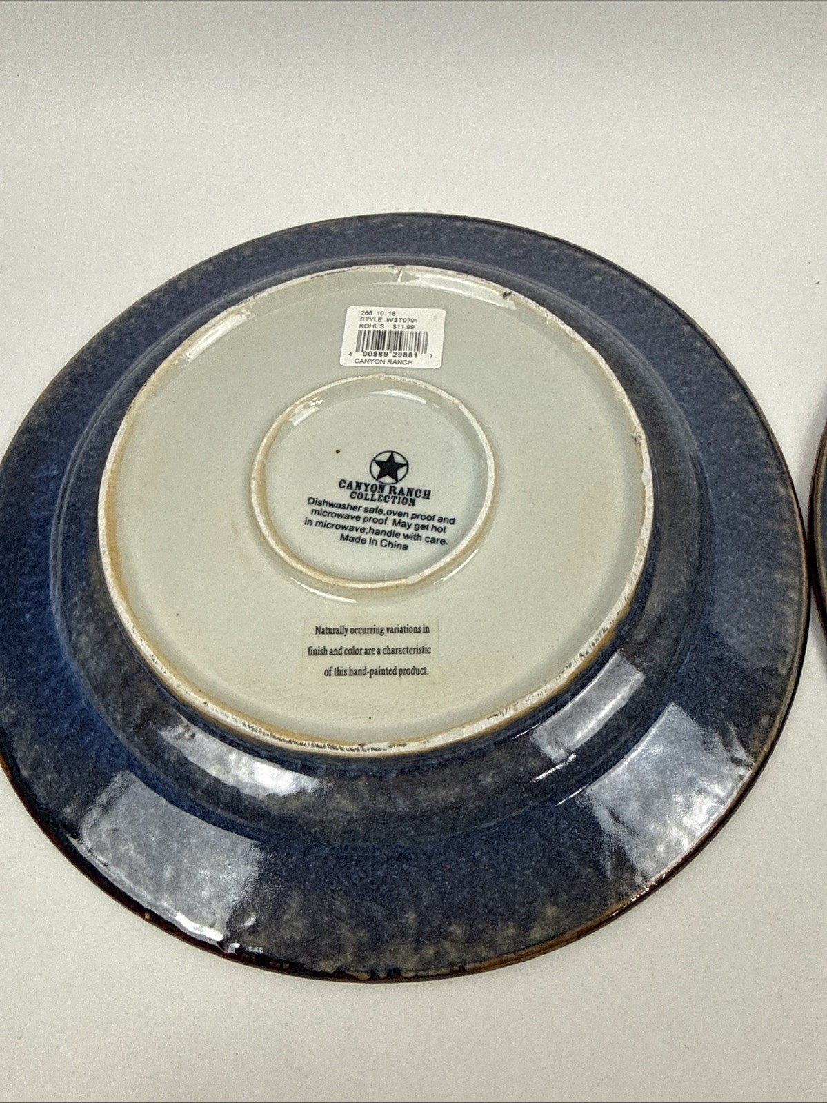 2 Canyon Ranch Collection 10.75″ Round Dinner Plates Western Boot Cowboy Hat