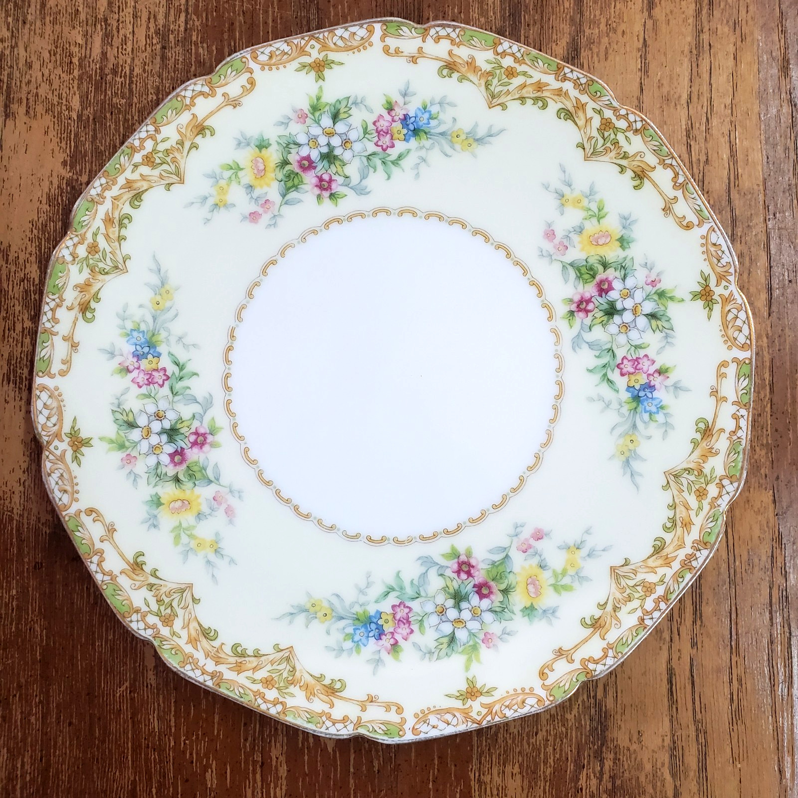 Vintage Noritake Veona Salad Plates 7.25″ Set of 3 Japan Floral Gold Trim