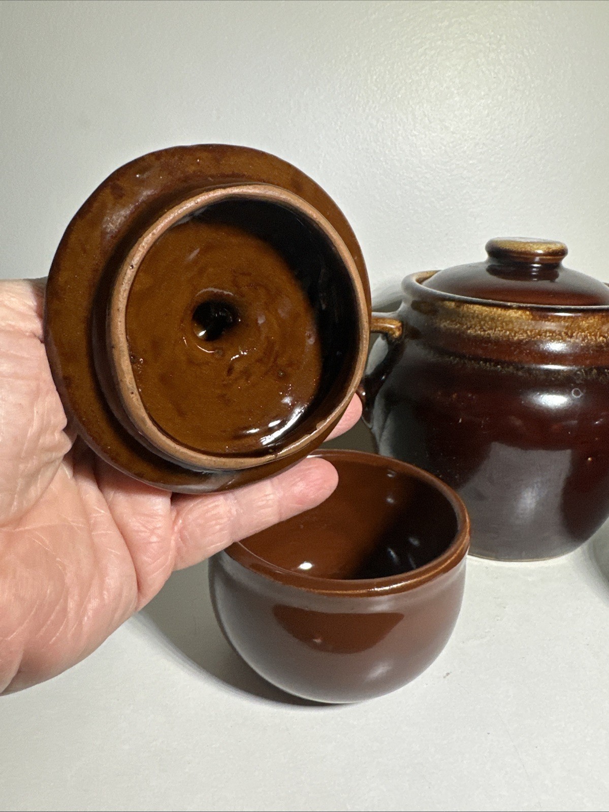 Vintage Brown Drip Glaze Pottery Set Of 5 USA Oven Proof