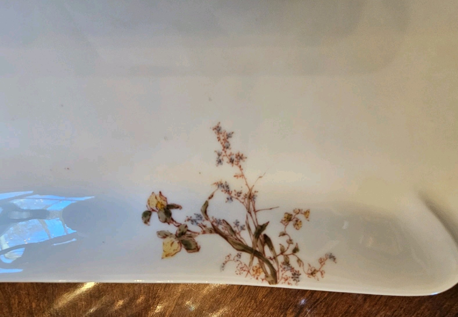 16.5″ Haviland Limoges Blue Green Yellow Rose Rust Gold Platter Schleiger 266