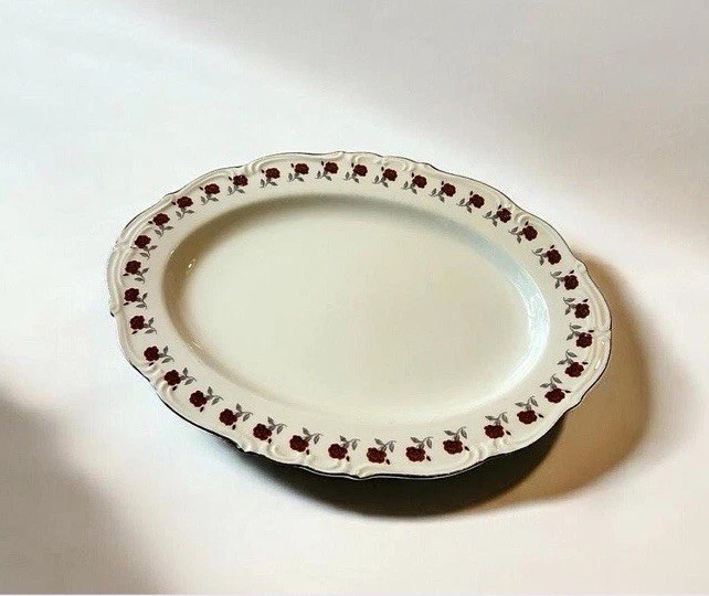 Vintage Orleans Rose Garland Oval Platter, Made in Japan