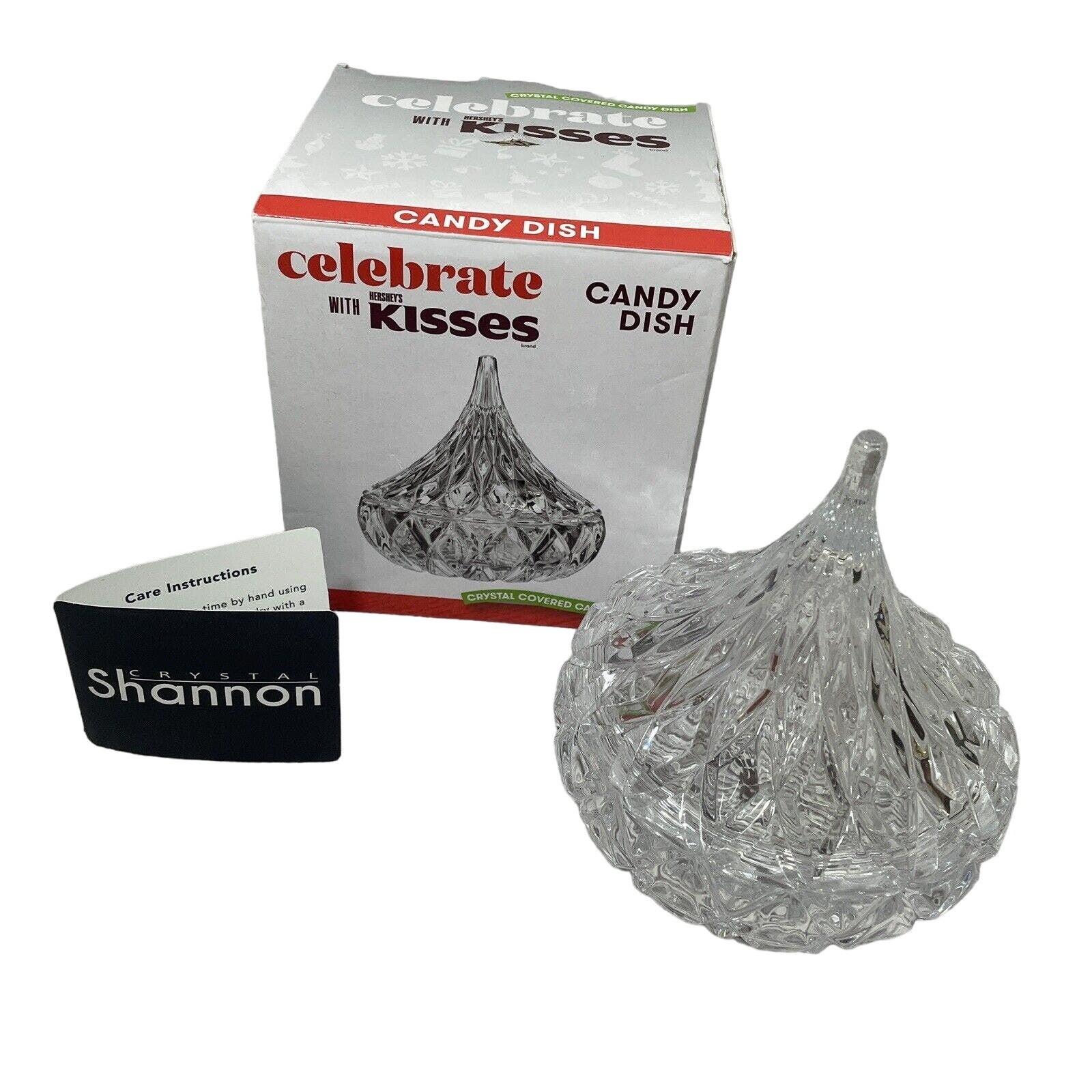 Godinger Crystal Hersheys Kiss 2 Piece Clear Candy Dish Cut Glass 5″x4.5″