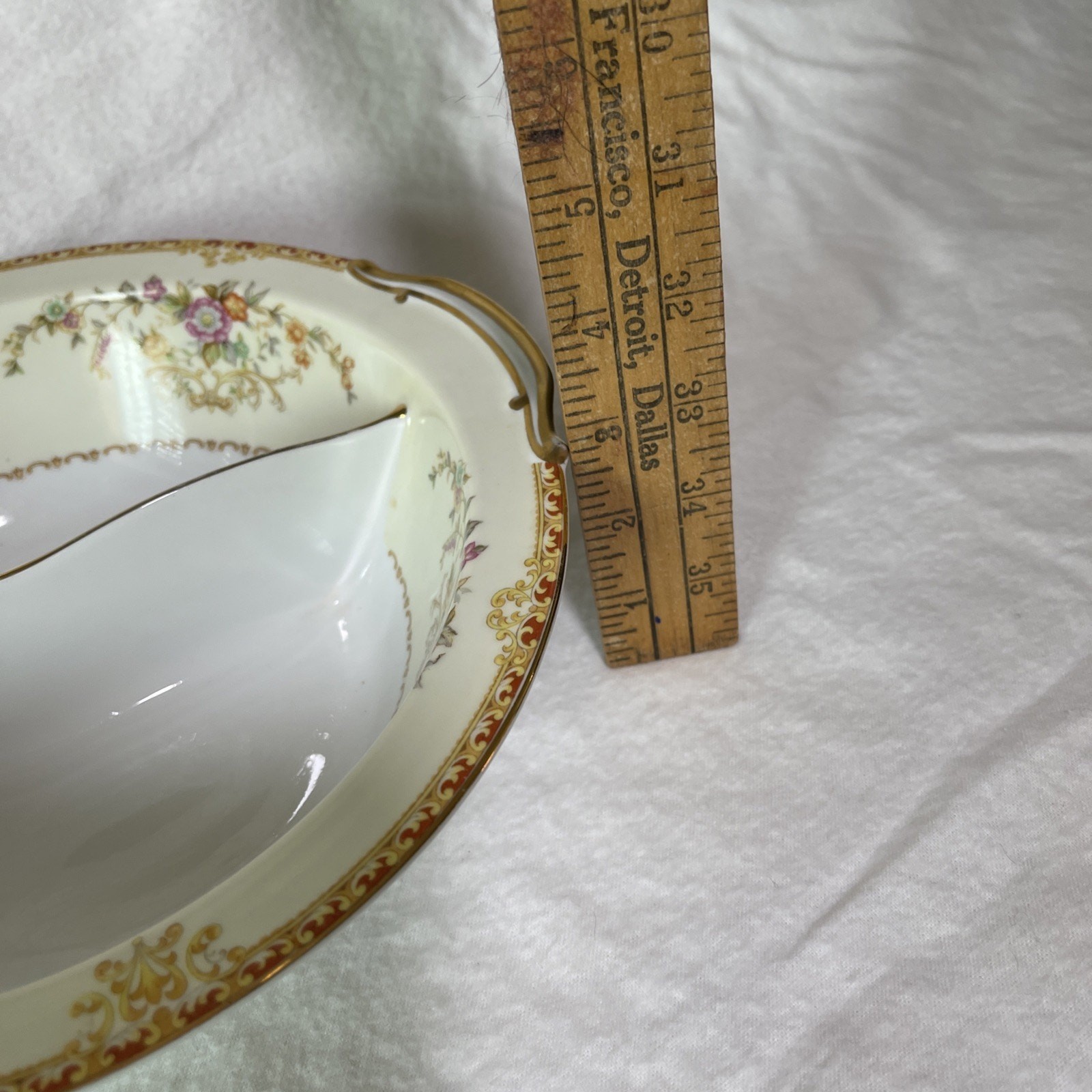Vintage Noritake Divided Serving Bowl Dish Round 10” Gold