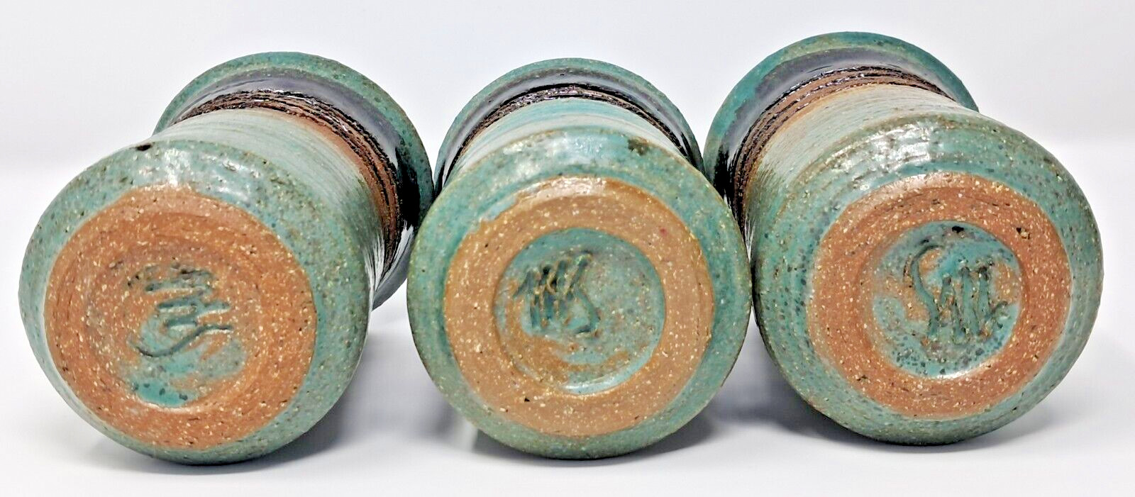 Stoneware Art Pottery Cups 8-9 fl oz Set of 6 turquoise glaze 4″ tall unique