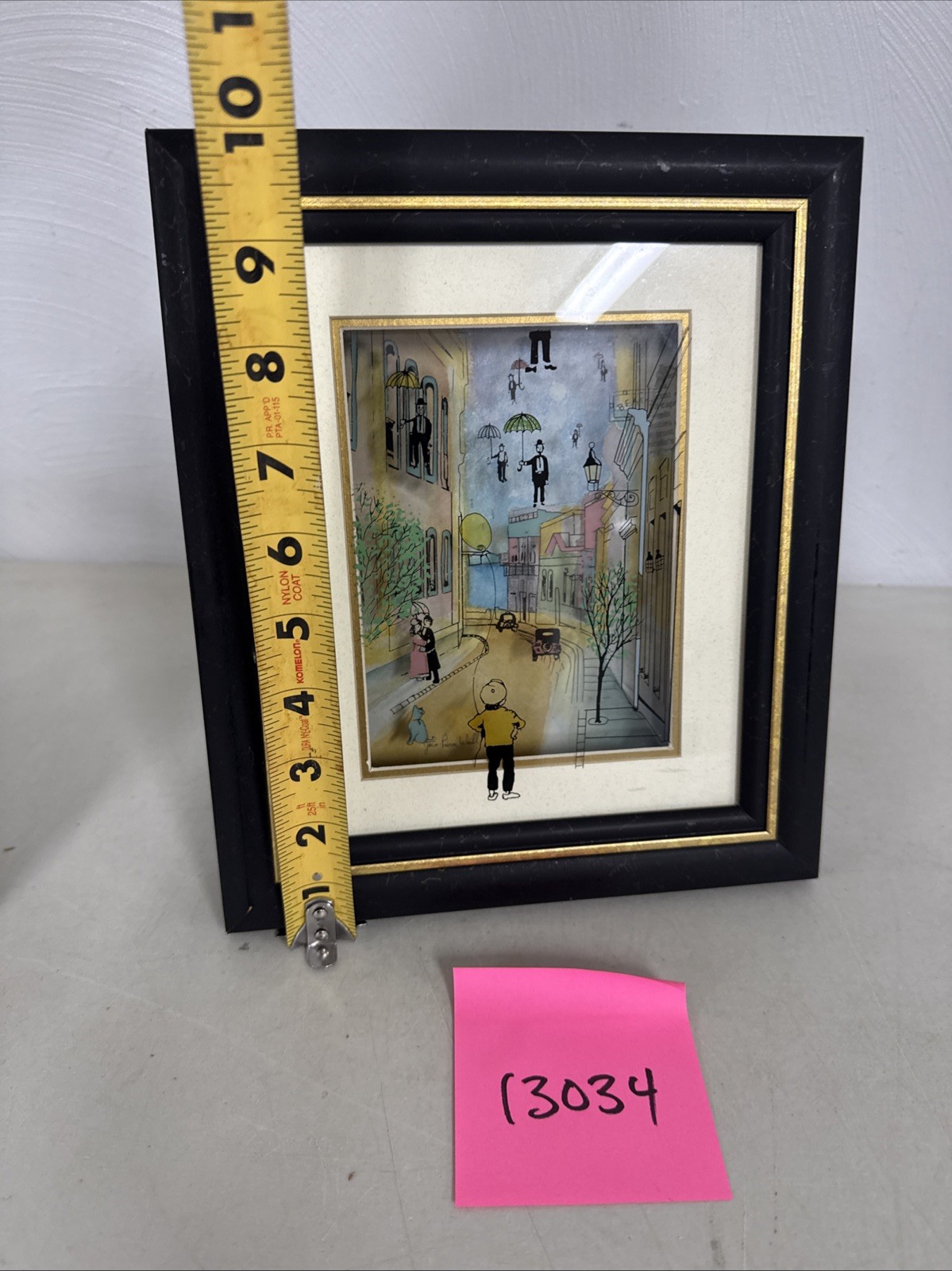 Jean-Pierre Weill 3D Painting RARE Umbrella Floating People Signed