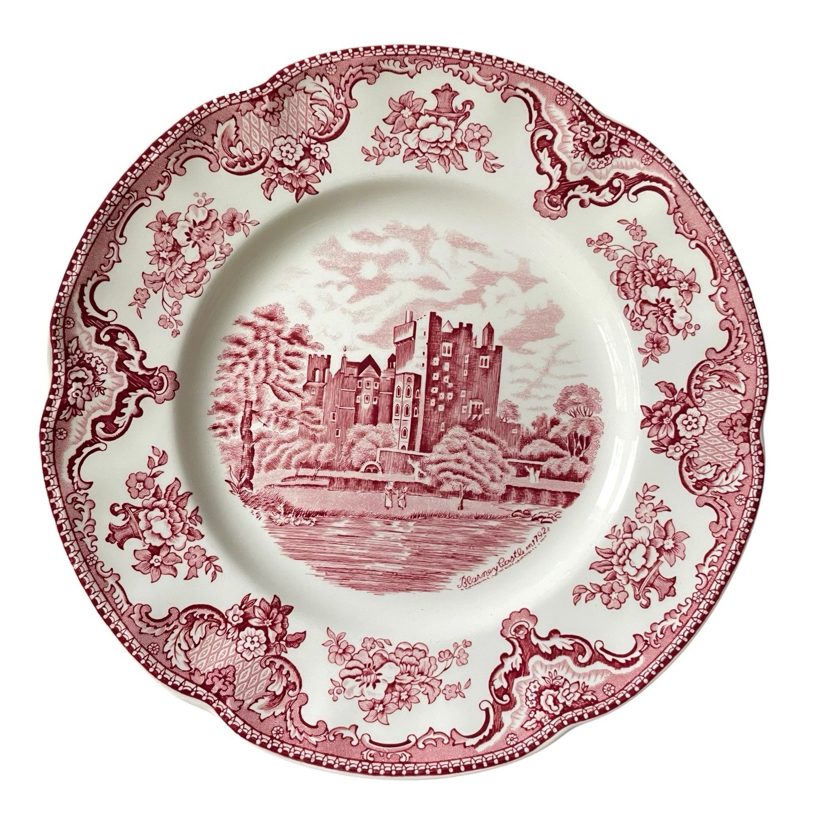 Collection of 5 Pink and White Plates Wall Collage Display Wreath Wall Decor