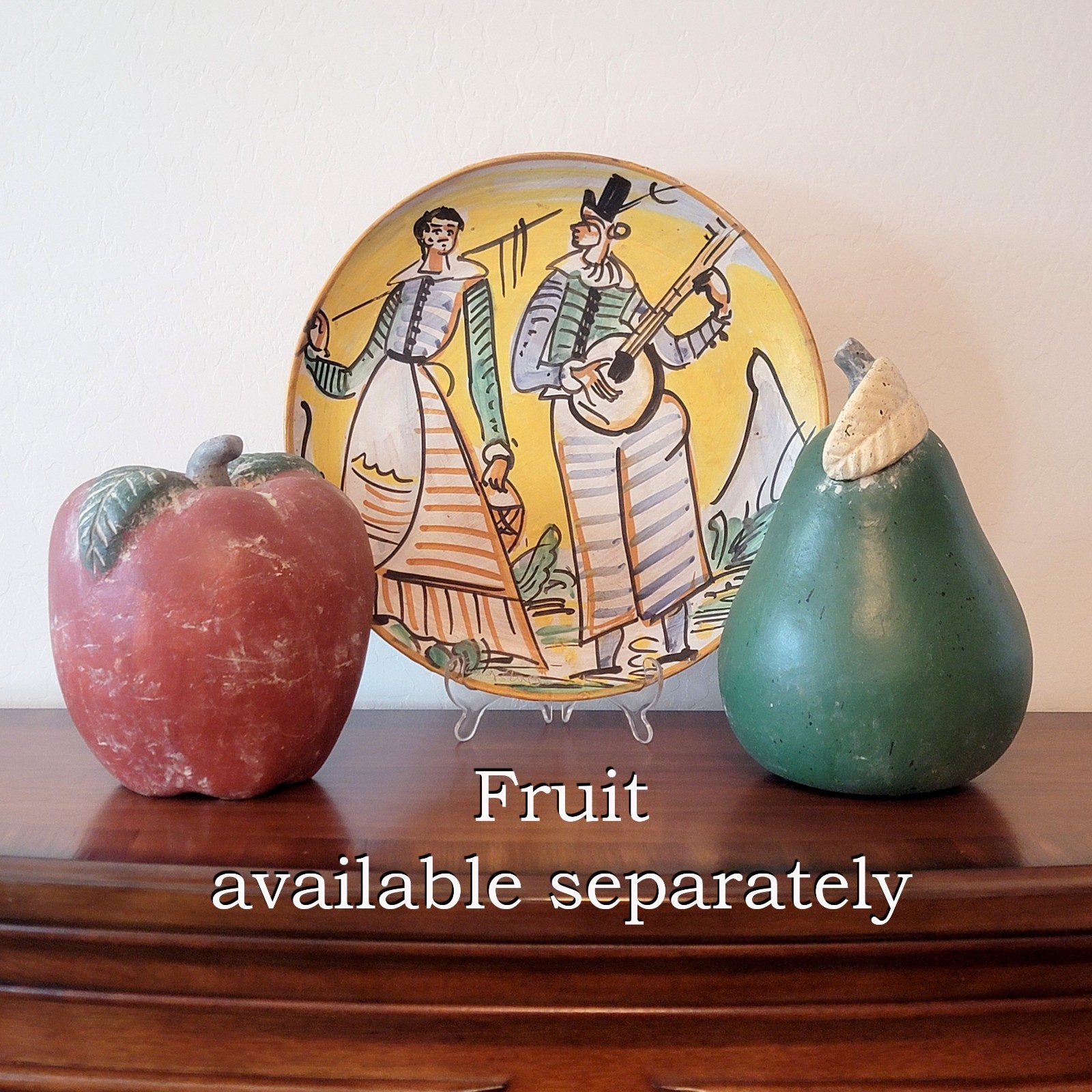 Vintage Montelupo Italy Decorative Plate 15.5″ Courting Couple Signed E Zoya