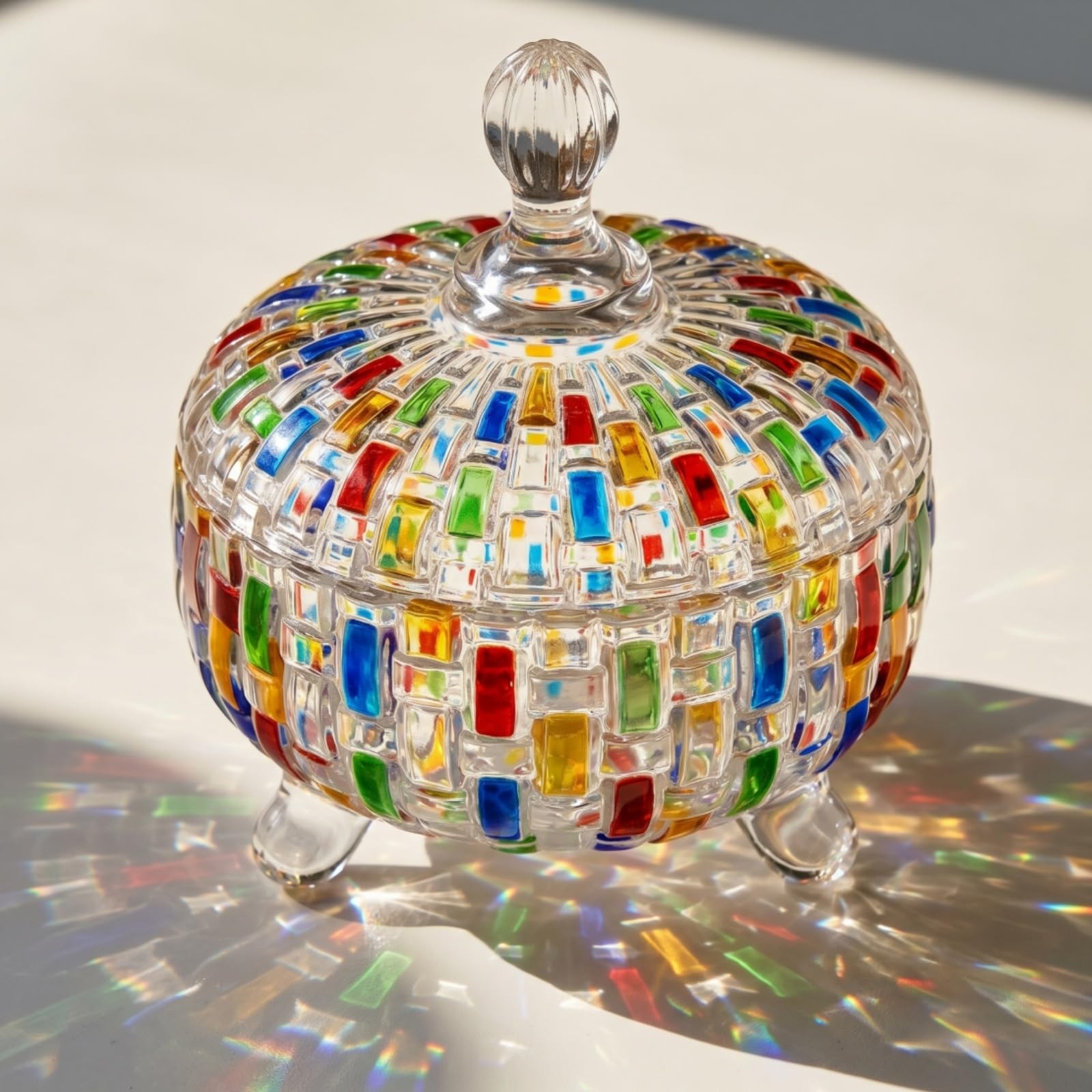 2 Pcs Colorful Crystal Candy Jars, 24oz Large Cute Glass Candy Dishes with Li…