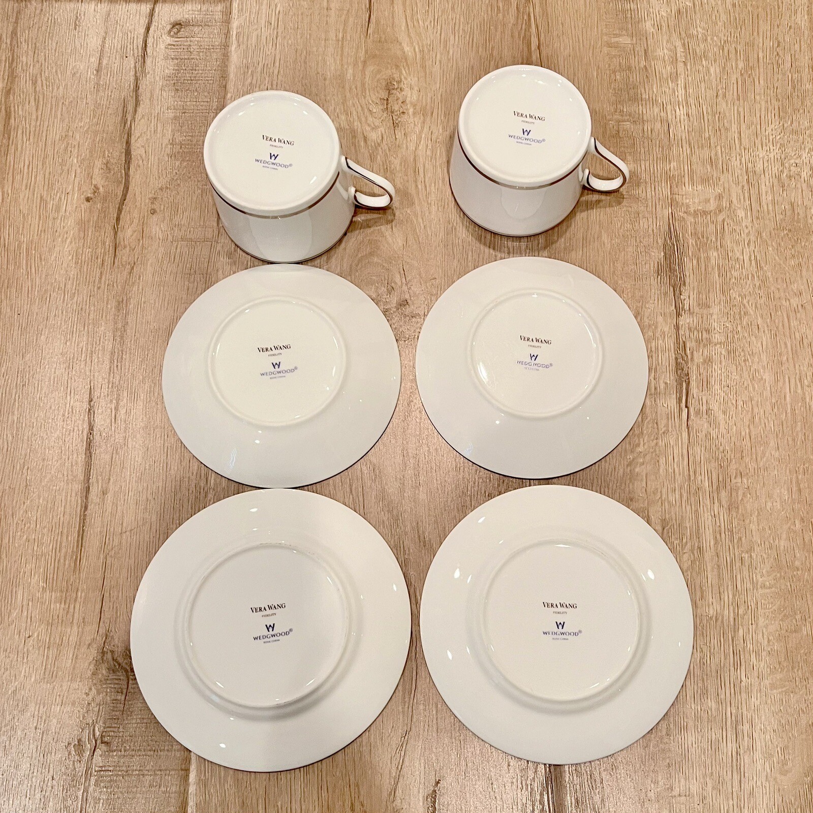 2 Sets Wedgwood VERA WANG Fidelity 3 PCs Place Setting – Tea Cup Saucer & Plates