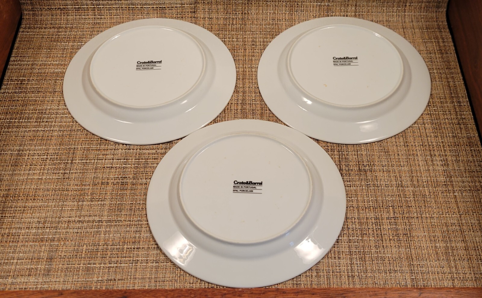 Crate & Barrel Set of Three Salad Plates White Spal Porcelain Portugal