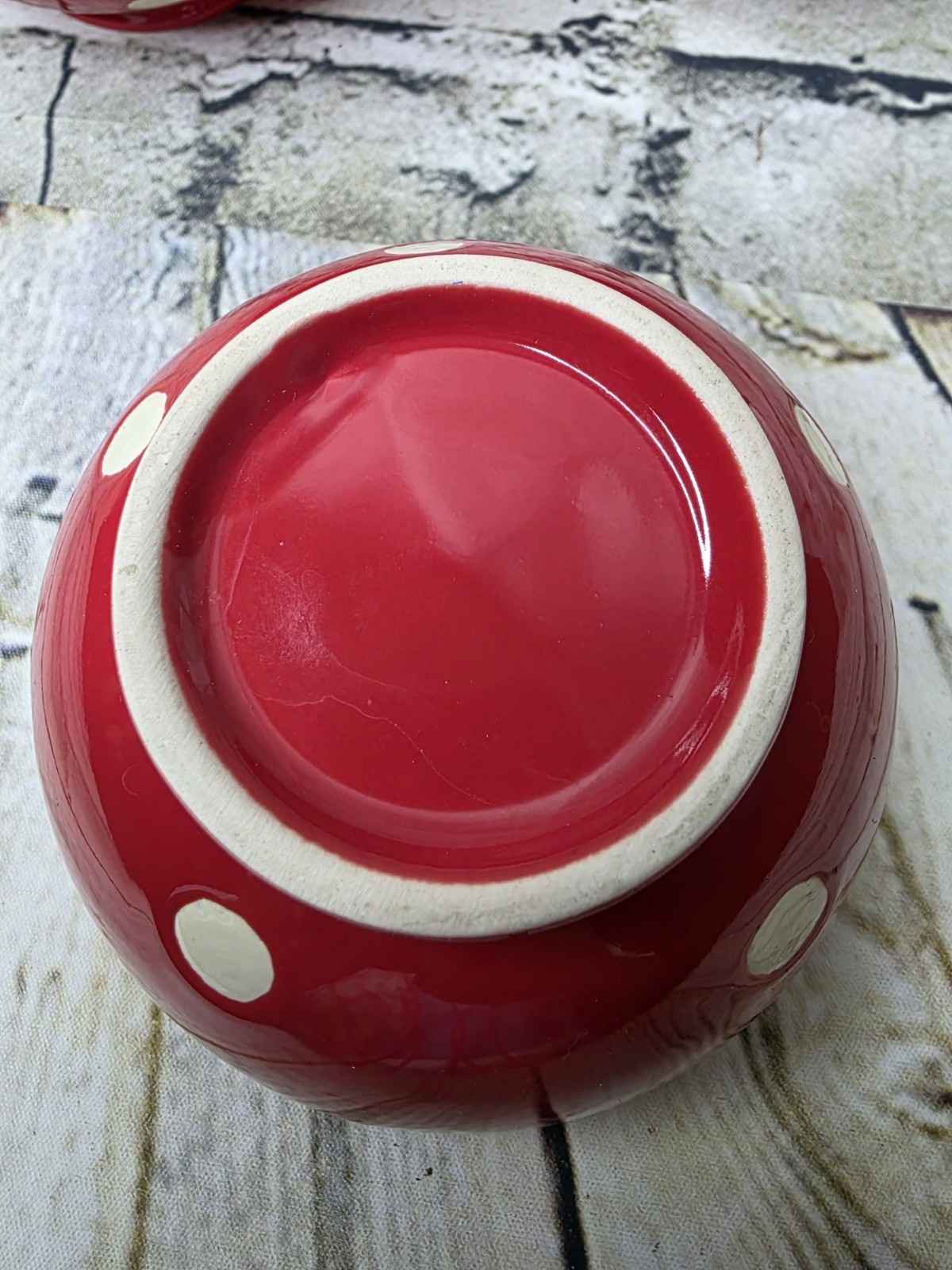 3 Red White Footed Polka Dot Cafe Au Lait Bowl 2.25 x 4.25 Inches
