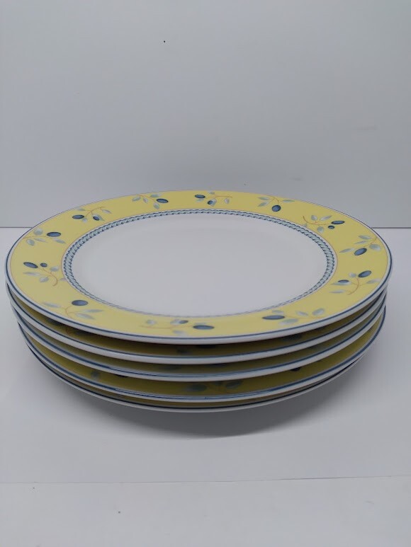 5X Royal Doulton BLUEBERRY Salas Plate 2005 Yellow & Cobalt Blue Set of Five